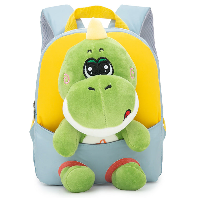 ISPBAG Cute Dinosaur Toddler Backpack for Girls Little Doll Stuffed Animal kids Plush Backpack