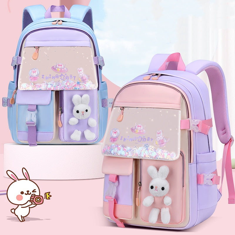 ISPBAG Backpacks for Girls Kids Backpack Cute Bunny School Bag for Kindergarten and Elementary