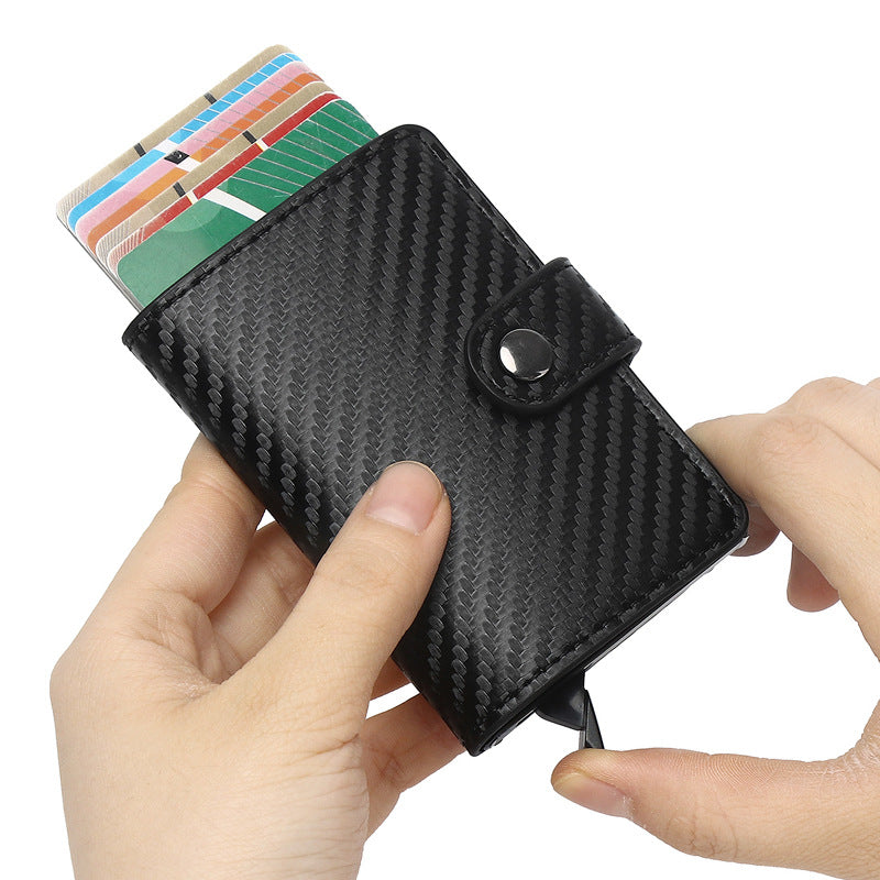 Credit Card Holder RFID Blocking Leather Automatic Pop Up Wallet