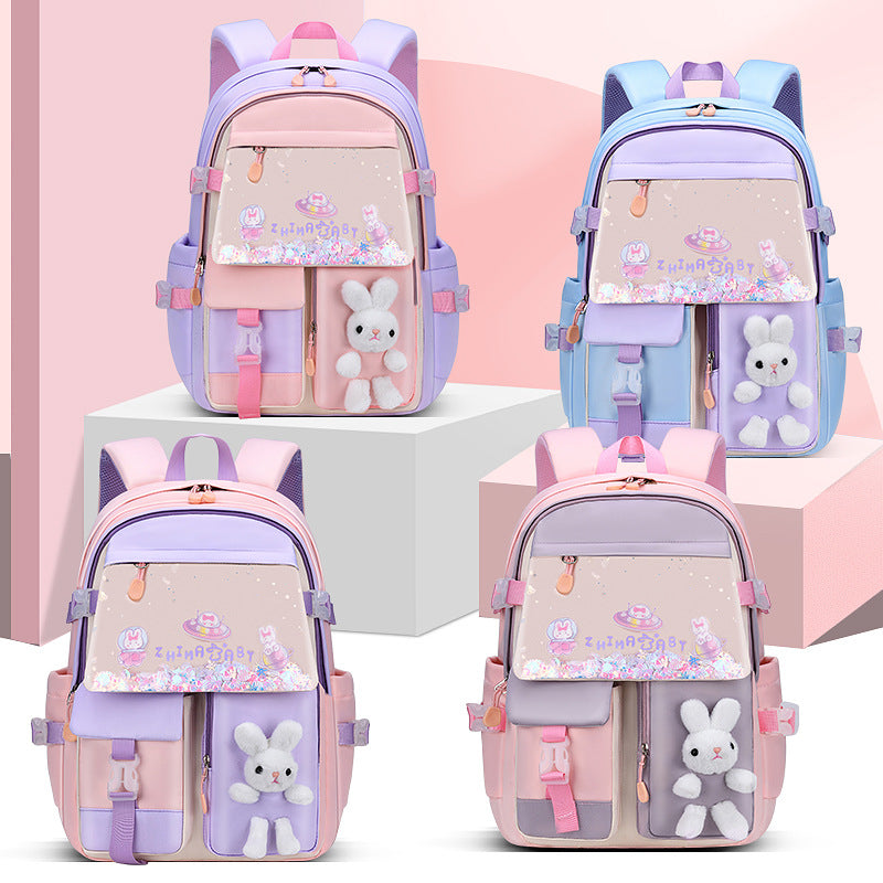 ISPBAG Backpacks for Girls Kids Backpack Cute Bunny School Bag for Kindergarten and Elementary