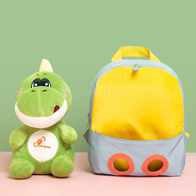 ISPBAG Cute Dinosaur Toddler Backpack for Girls Little Doll Stuffed Animal kids Plush Backpack