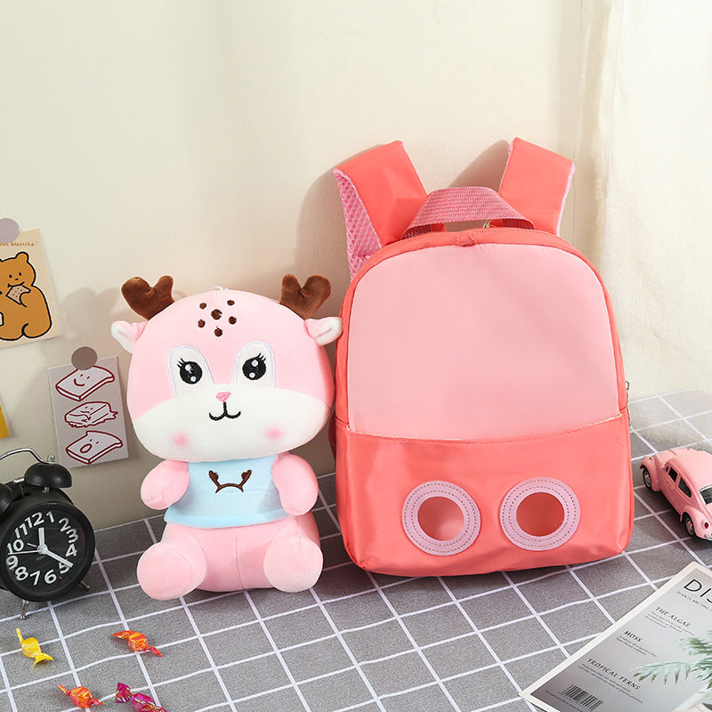 ISPBAG Milu Deer Mini Baby Girl Backpack for Toddler Girls Toys Little Doll Stuffed Animal kids Plush Backpack