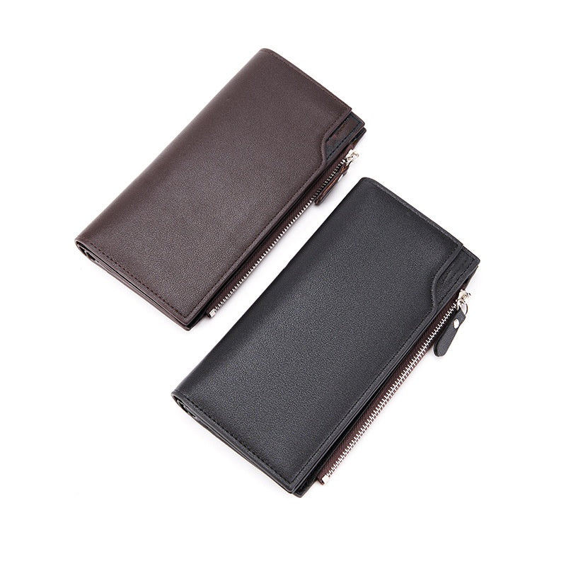 ISPBAG Men's Long Wallet Multifunctional Zipper Clutch Coin Purse