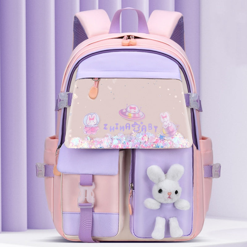 ISPBAG Backpacks for Girls Kids Backpack Cute Bunny School Bag for Kindergarten and Elementary