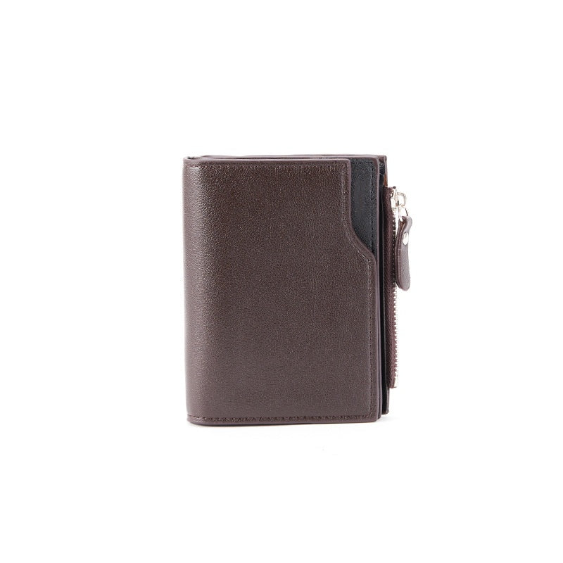 Men Short Wallet Multiple Card Slots Zipper Vertical Mini Coin Purse Pocket