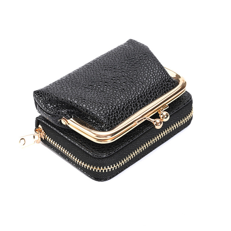 Coin Purse for Women Girls Black PU Leather Mini Wallet Key Bag Card Holder