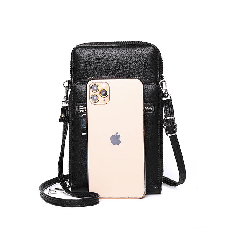 Leather Crossbody Cell Phone Purse for Women Small Zip Around Wallet Bags