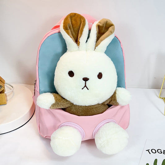 ISPBAG Toddler Bunny Backpack for Girls Stuffed Animal Little Backpack Preschool Backpack