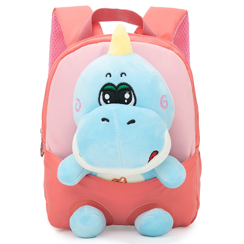 ISPBAG Cute Dinosaur Toddler Backpack for Girls Little Doll Stuffed Animal kids Plush Backpack