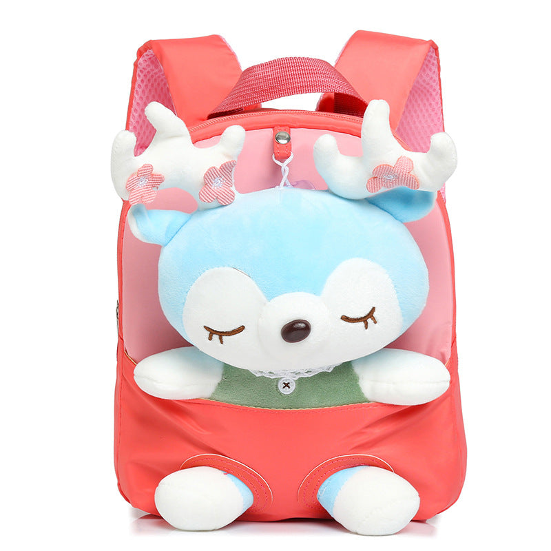 ISPBAG Cute Toddler Backpack for Girls, Mini Baby Girl Backpack for Toddler Girls Toys 2 3 4 5 6 years old, Little Doll Stuffed Animal kids Plush Backpack