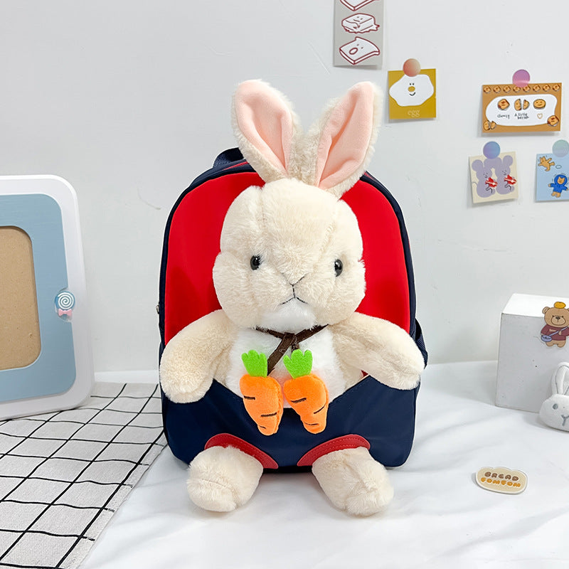 ISPBAG Toddler Bunny Backpack for Girls Stuffed Animal Little Backpack Preschool Backpack Small Kawaii Pink Bunny Mini Backpack for Kindergarten Cute Cartoon Bag for Kids