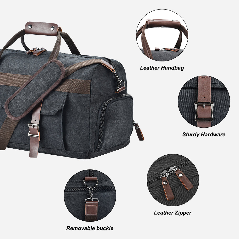 ISPBAG Wowbox Duffle Bag - Premium Canvas with Leather, Multi-Functional Travel Bag