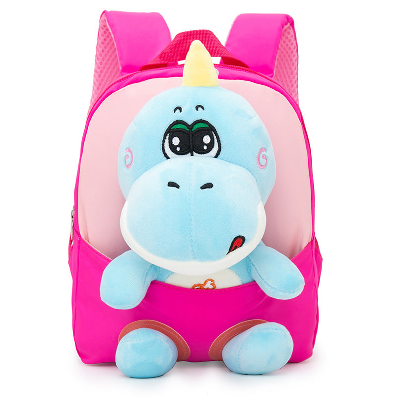 ISPBAG Cute Dinosaur Toddler Backpack for Girls Little Doll Stuffed Animal kids Plush Backpack