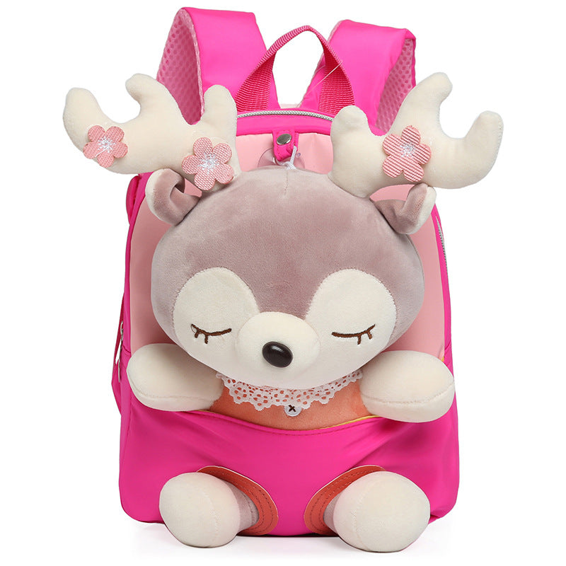 ISPBAG Cute Toddler Backpack for Girls, Mini Baby Girl Backpack for Toddler Girls Toys 2 3 4 5 6 years old, Little Doll Stuffed Animal kids Plush Backpack