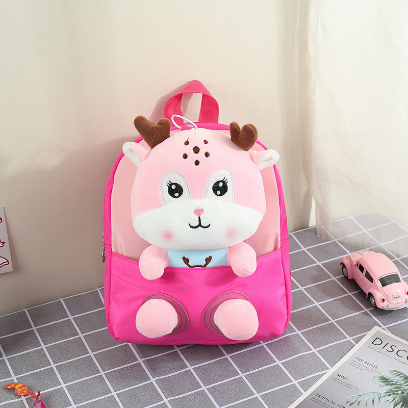 ISPBAG Milu Deer Mini Baby Girl Backpack for Toddler Girls Toys Little Doll Stuffed Animal kids Plush Backpack