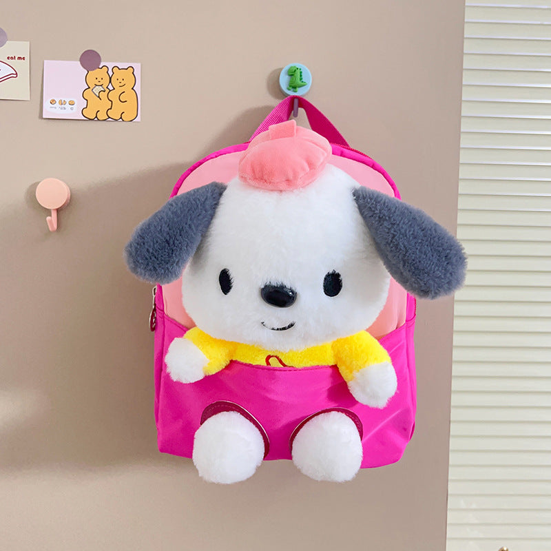 ISPBAG Creative Kawaii Backpack Dog Backpack Detachable Doll Backpack Lightweight Backpack