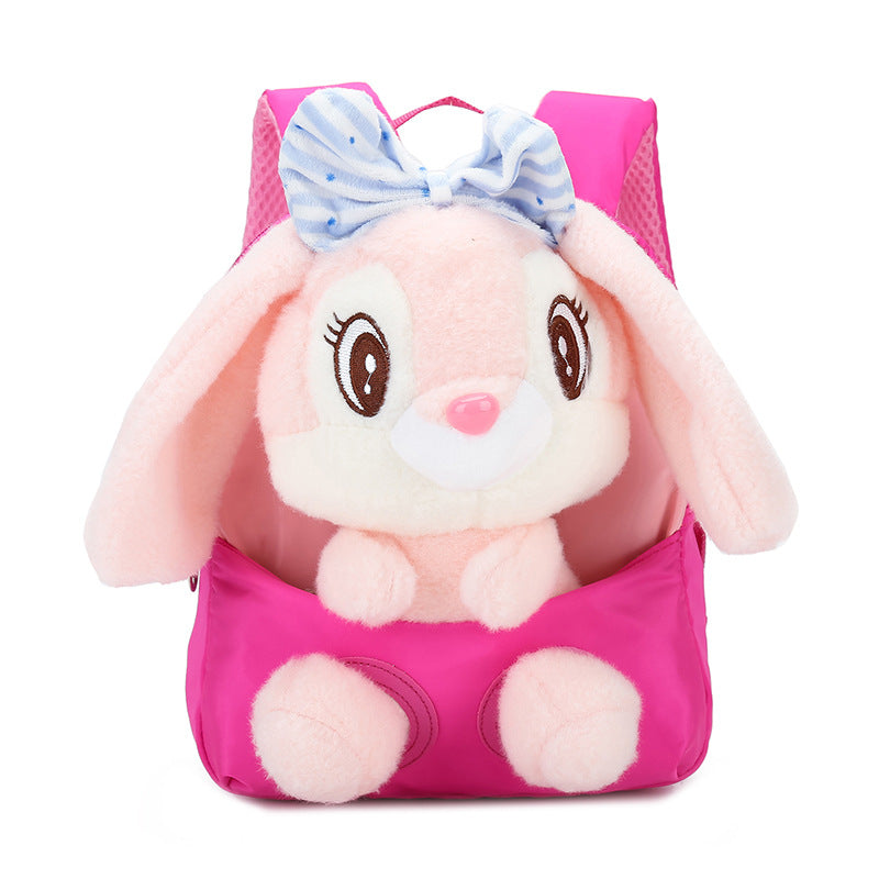 ISPBAG Toddler Bunny Backpack for Girls Stuffed Animal Little Backpack Preschool Backpack Small Kawaii Pink Bunny Mini Backpack