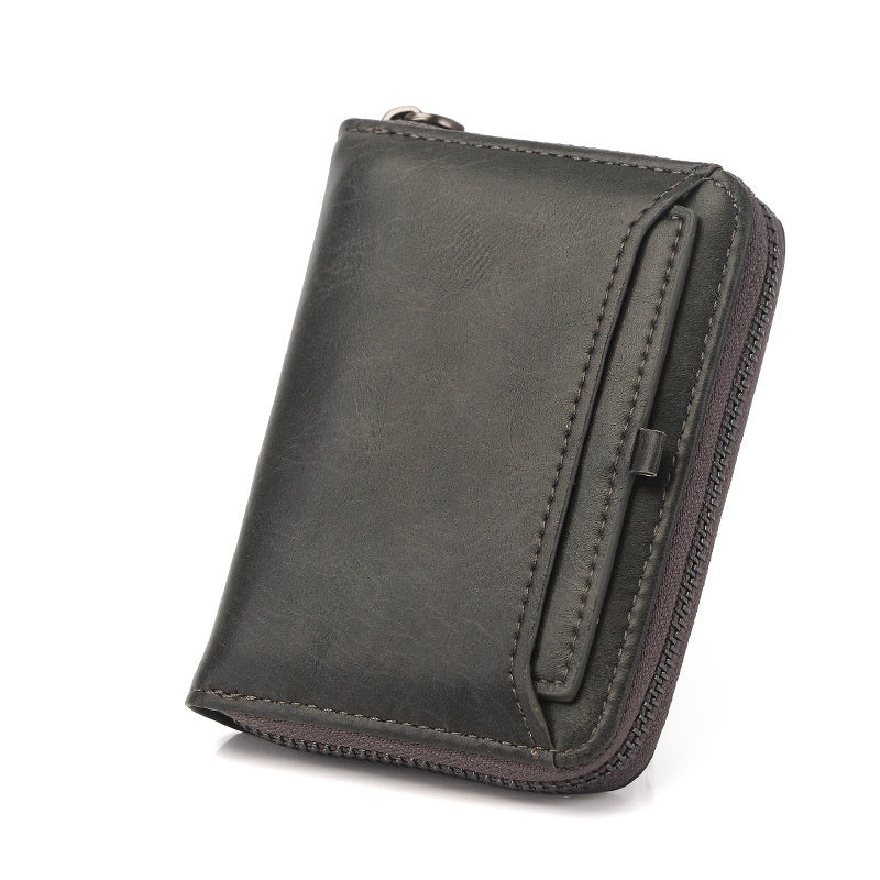 Mens Wallet Leather Holders Cowhide Zip Coin Pocket wallets for men