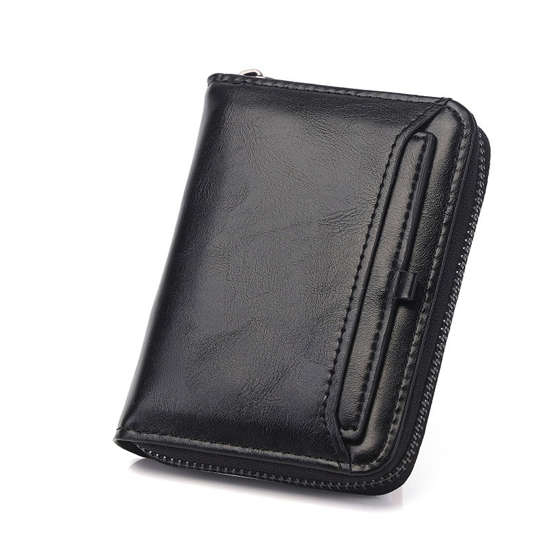 Mens Wallet Leather Holders Cowhide Zip Coin Pocket wallets for men