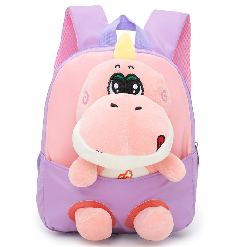 ISPBAG Cute Dinosaur Toddler Backpack for Girls Little Doll Stuffed Animal kids Plush Backpack