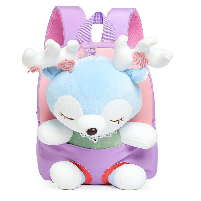 ISPBAG Cute Toddler Backpack for Girls, Mini Baby Girl Backpack for Toddler Girls Toys 2 3 4 5 6 years old, Little Doll Stuffed Animal kids Plush Backpack