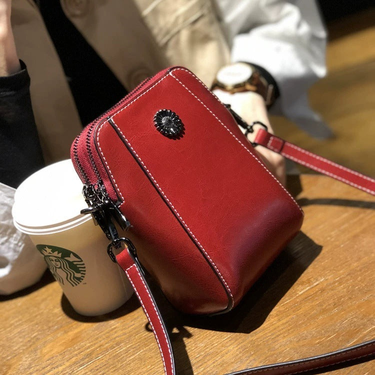 ISPBAG Crossbody Bag Leather, Retro All-Match Vertical Cellphone Bag, Cell Phone Crossbody Bag Purse