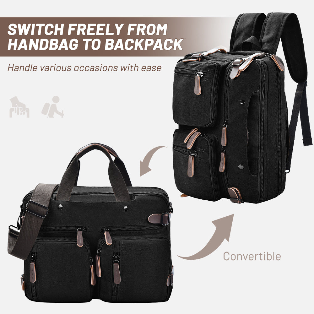 ISPBAG 3 in 1 Canvas Laptop Bag - Stylish and Versatile for Professionals