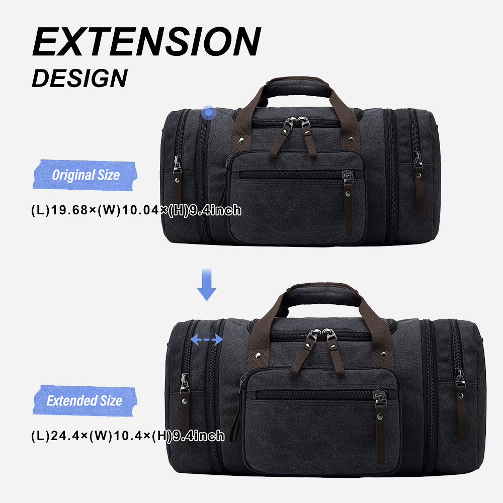 ISPBAG Expandable Canvas Duffel Bag - Versatile and Durable Travel Companion