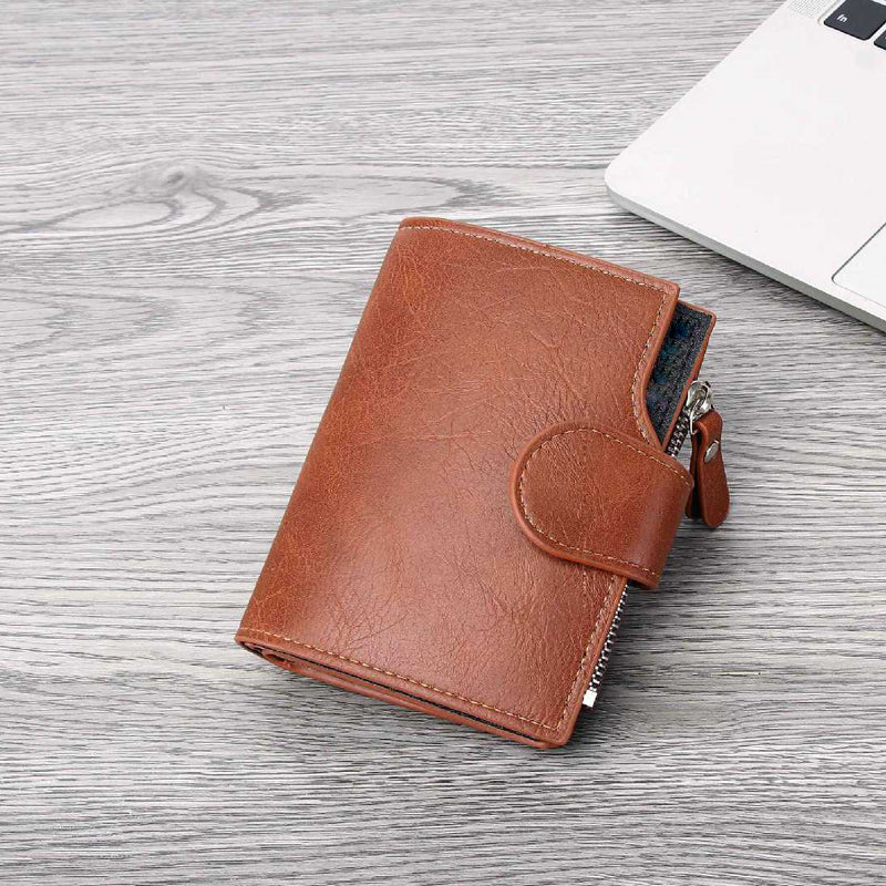 Small Wallets Genuine Leather Bifold Wallet with RFID Blocking