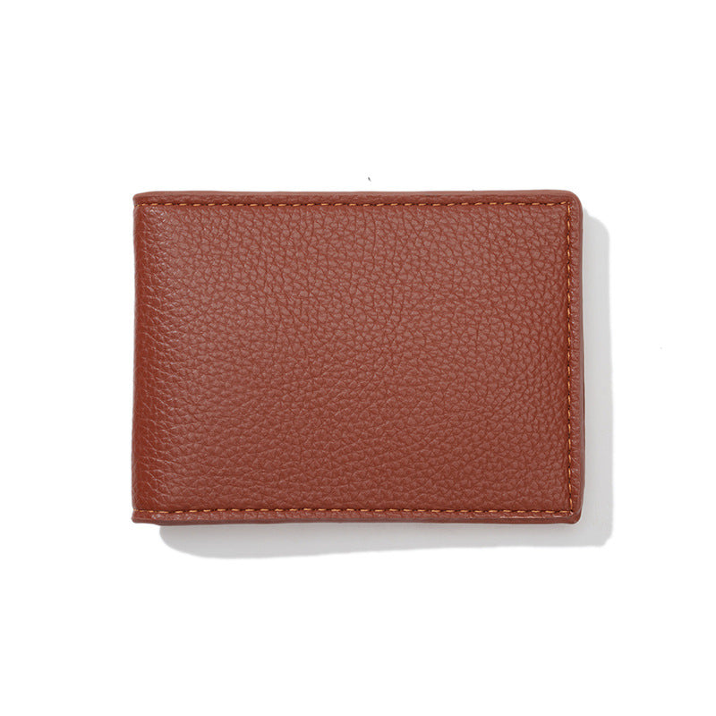 PU Bank Litchi Texture Credit Card Holder Large Capacity Soft Leather Wallet