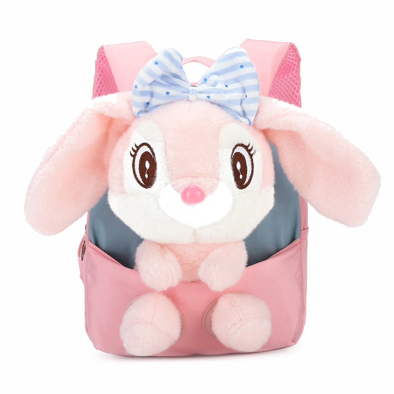 ISPBAG Toddler Bunny Backpack for Girls Stuffed Animal Little Backpack Preschool Backpack Small Kawaii Pink Bunny Mini Backpack