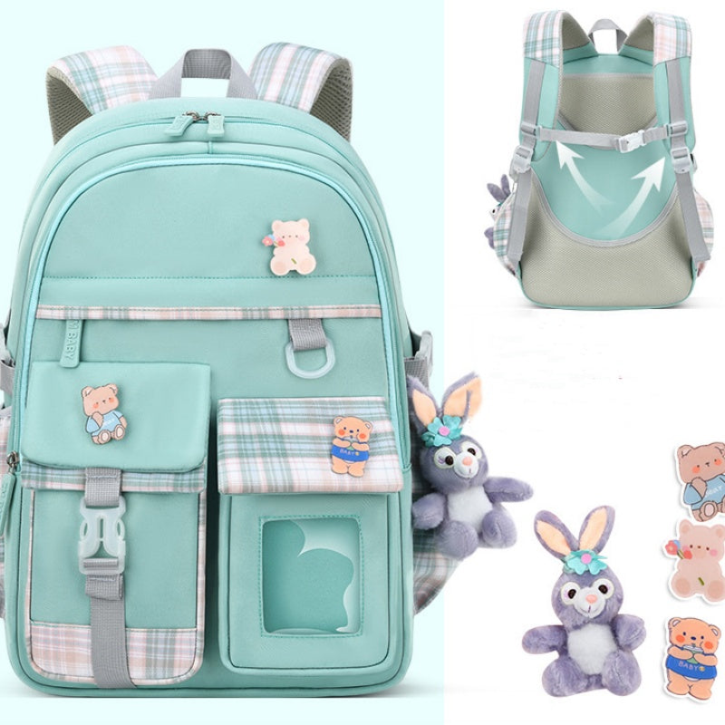 ISPBAG Kids Backpack for Girls Teens, Backpack for School, Cute Bookbag for Primary Elementary with Accessories